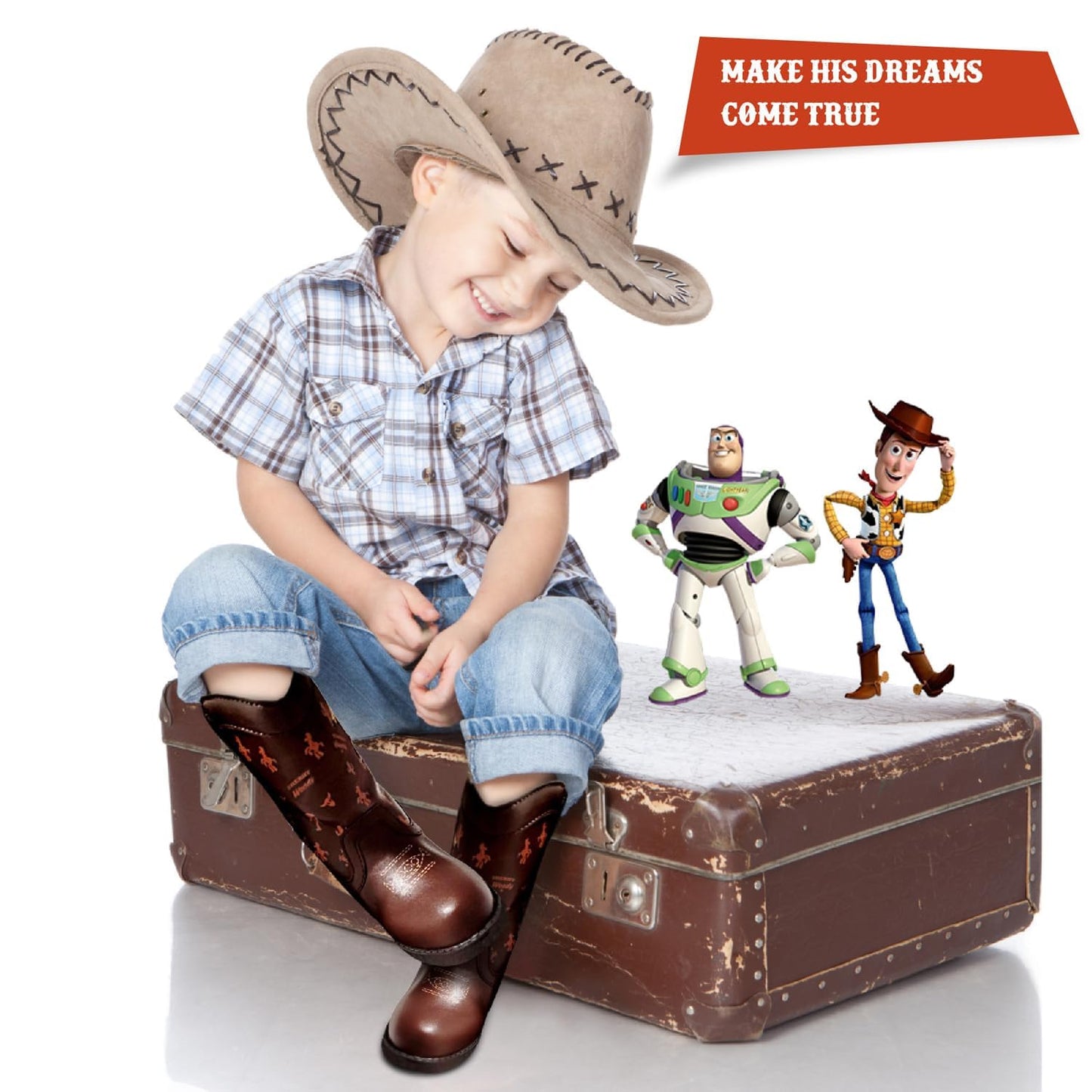 Disney Toy Story Boy's Woody Lighted Cowboy Boot (Toddler/Little Kid), Brown