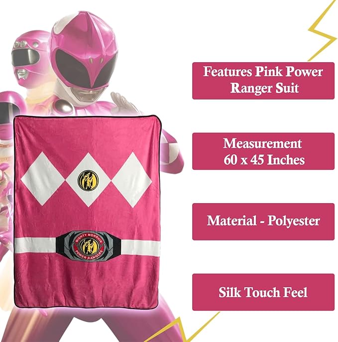 Power Rangers Black Ranger Fleece Softest Comfy Throw Blanket for Adults & Kids| Measures 60 x 45 Inches