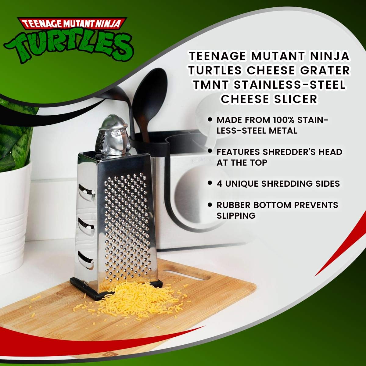 Teenage Mutant Ninja Turtles Shredder Cheese Grater | Official TMNT Handheld Stainless-Steel Kitchen Cheese Slicer