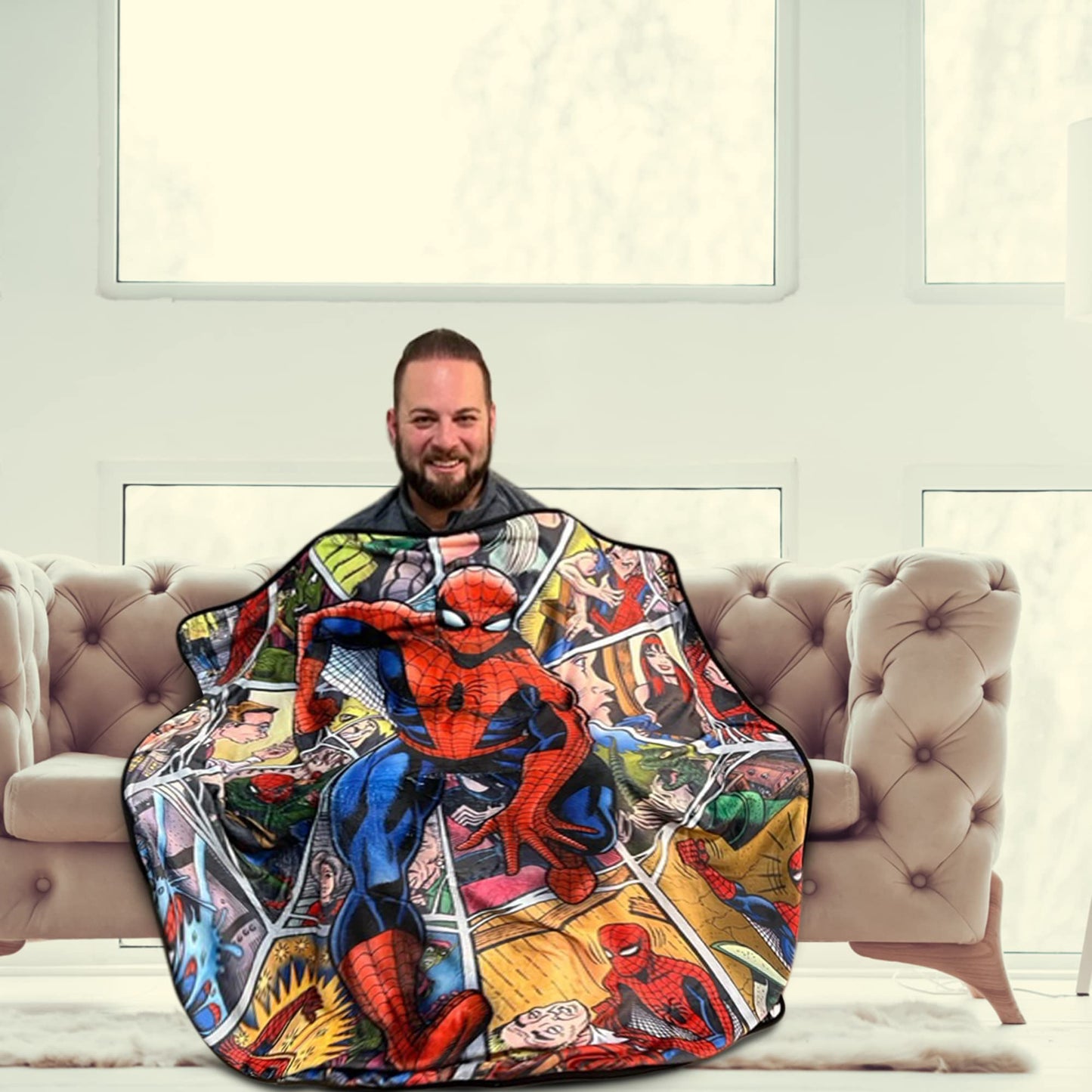 Bazillion Dreams Marvel Legends Spider-Man Characters in Web Fleece Softest Comfy Throw Blanket for Adults & Kids | Measures 60 x 50 Inches