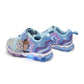 Disney Frozen Girl's Lighted Athletic Sneaker Elsa and Anna Light Up Shoes Children W/Adjustable Strap Lilac/Blue