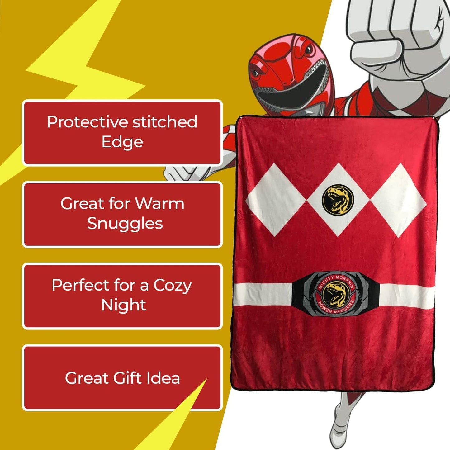 Power Rangers Black Ranger Fleece Softest Comfy Throw Blanket for Adults & Kids| Measures 60 x 45 Inches