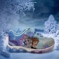 Disney Frozen Girl's Lighted Athletic Sneaker Elsa and Anna Light Up Shoes Children W/Adjustable Strap Lilac/Blue