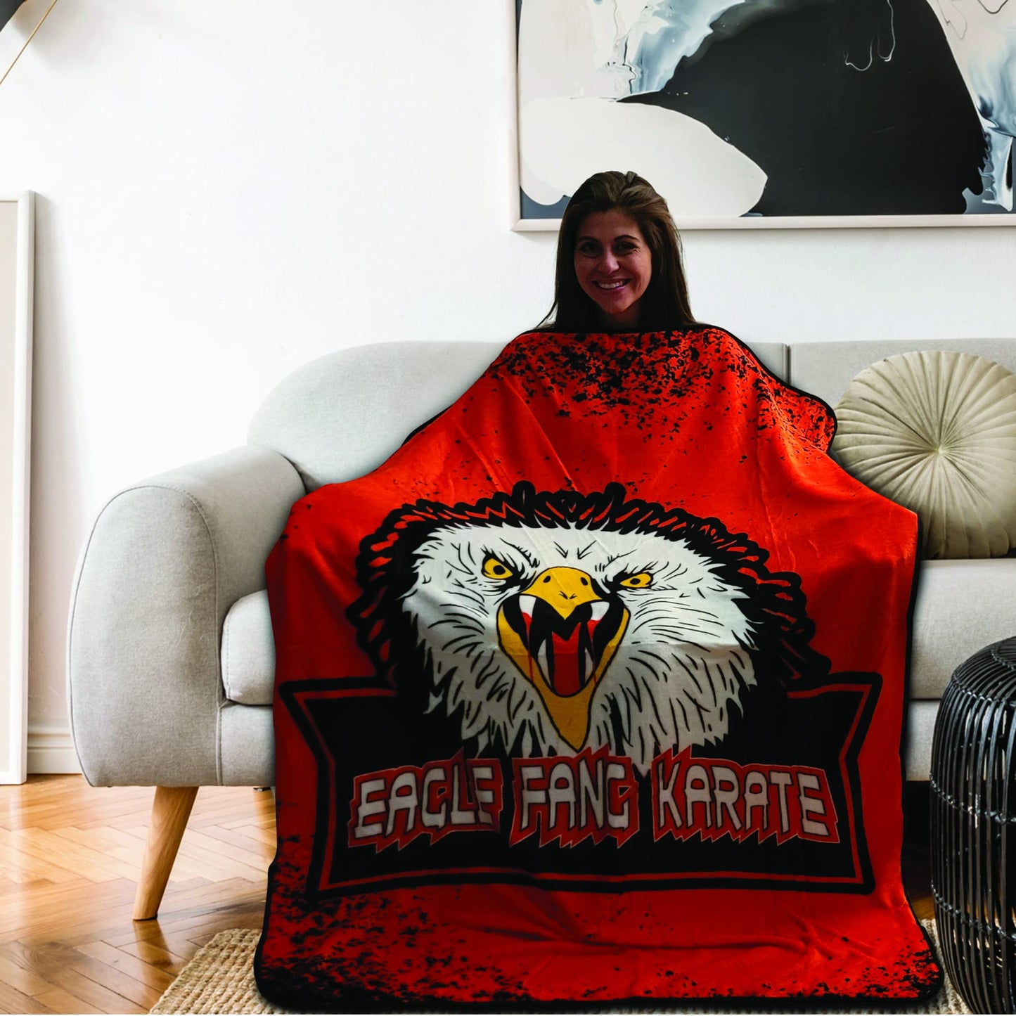 Cobra Kai Eagle Fang Fleece Softest Comfy Throw Blanket for Adults & Kids| Measures 60 x 50 Inches