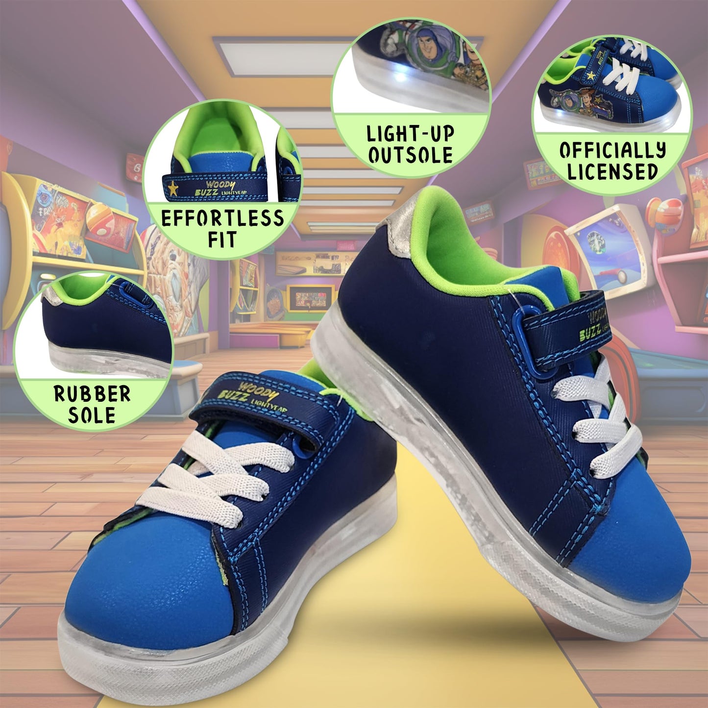 Bazillion Dreams Disney Toy Story Boy's Lighted Athletic Sneaker (Toddler), Blue