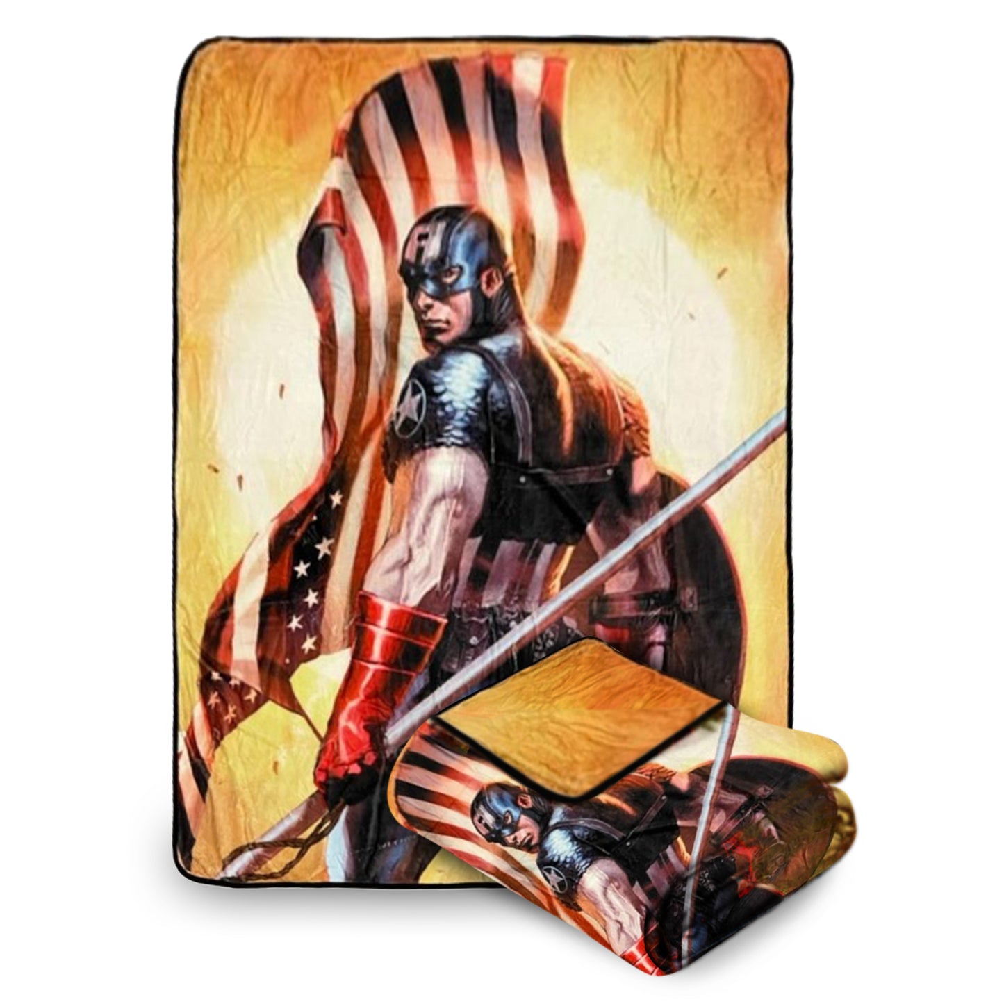 Marvel Captain America Flag Fleece Soft Throw Blanket| Measures 60 x 45 Inches