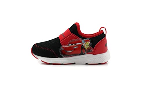 Disney Pixar Cars Lightning McQueen Boy's Lighted Athletic Sneaker, Black/Red (Toddler/Little Kid)