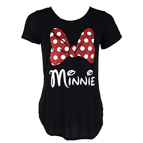 Disney Minnie Mouse Red Sparkle Polka Dot Bow T-Shirt for Mom (Women's, Large)