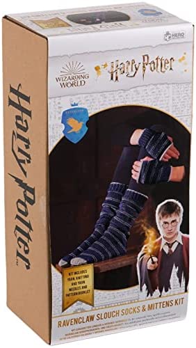Eaglemoss Hero Collector Hogwarts Ravenclaw Slouch Socks and Mittens Knitting Kit | Harry Potter Wizarding World Knitting Kits | Model Replica
