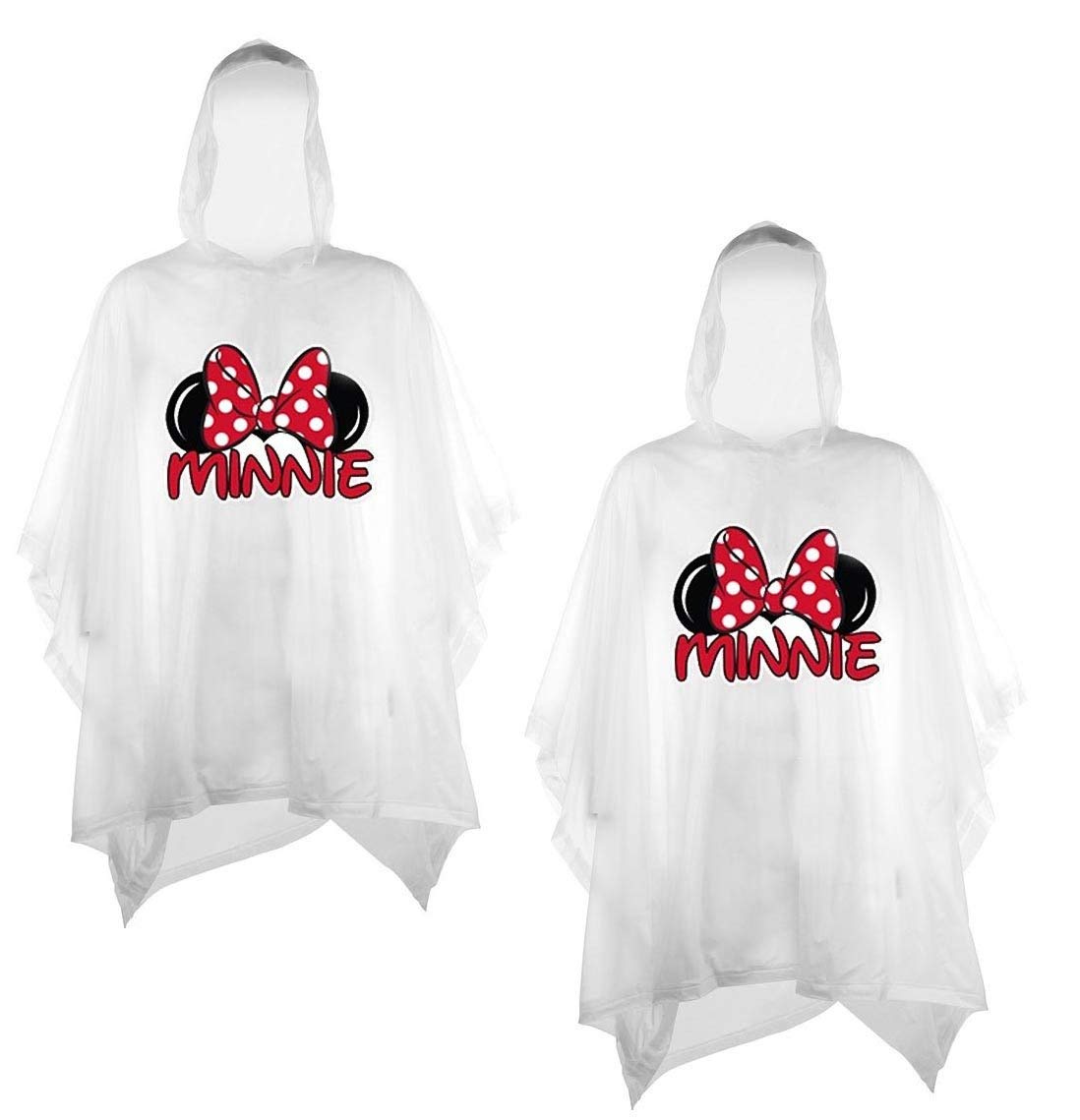 Disney 2-Pack Family Rain Ponchos, Mickey or Minnie Mouse, Adult & Youth (Minnie-Minnie, Adult)
