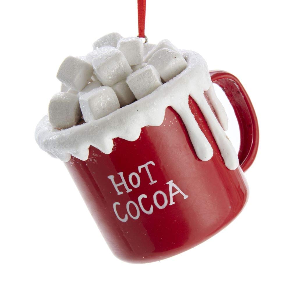 Kurt S. Adler Hot Cocoa Cup with Marshmallows Christmas Ornament D3694
