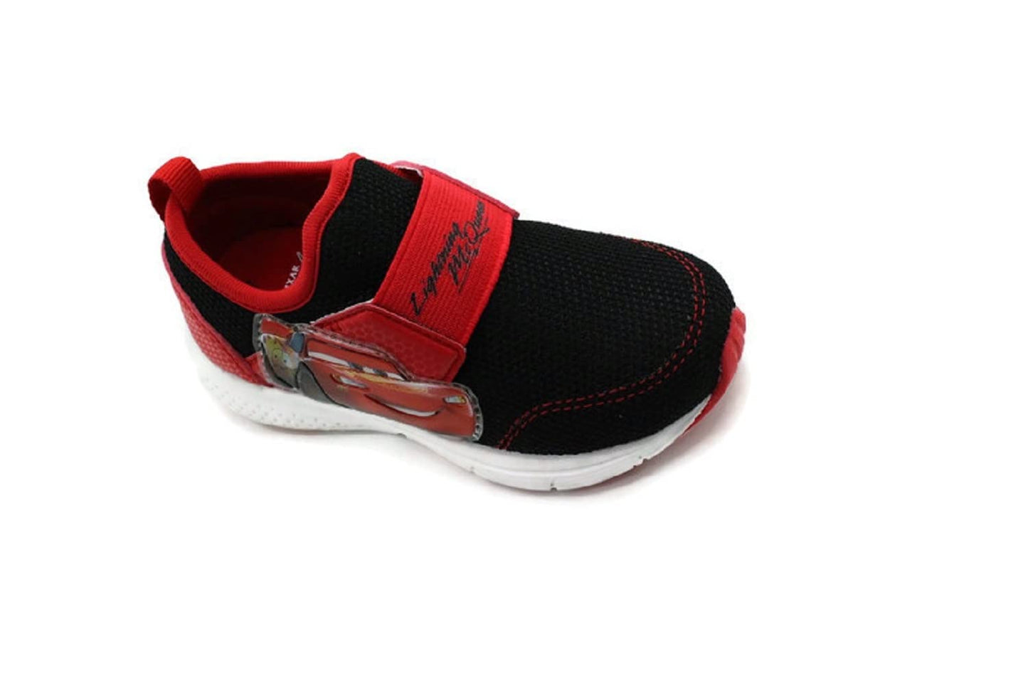 Disney Pixar Cars Lightning McQueen Boy's Lighted Athletic Sneaker, Black/Red (Toddler/Little Kid)