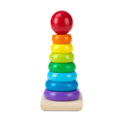 Melissa & Doug Rainbow Stacker Wooden Ring Educational Toy - Wooden Rainbow Stacking Rings Baby Toy, Stacker Toys For Infants And Toddlers