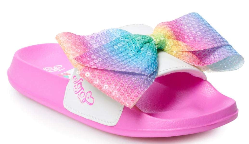 JoJo Siwa Girls Soccer Slide Sandals, Rainbow Sparkle, Extra-Large