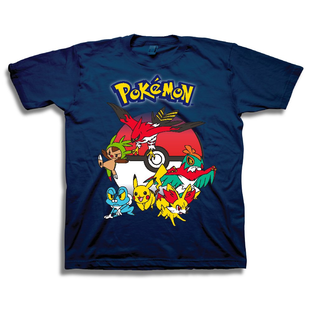 Pokemon Squad Boys Short Sleeve Shirt, 5/6 Navy