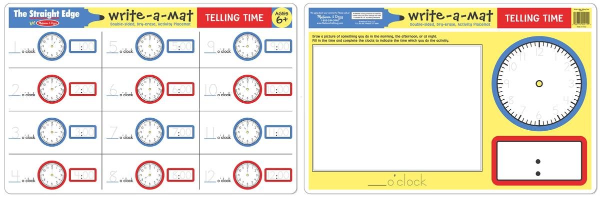 Telling Time Write-A-Mat (Pack of 6)