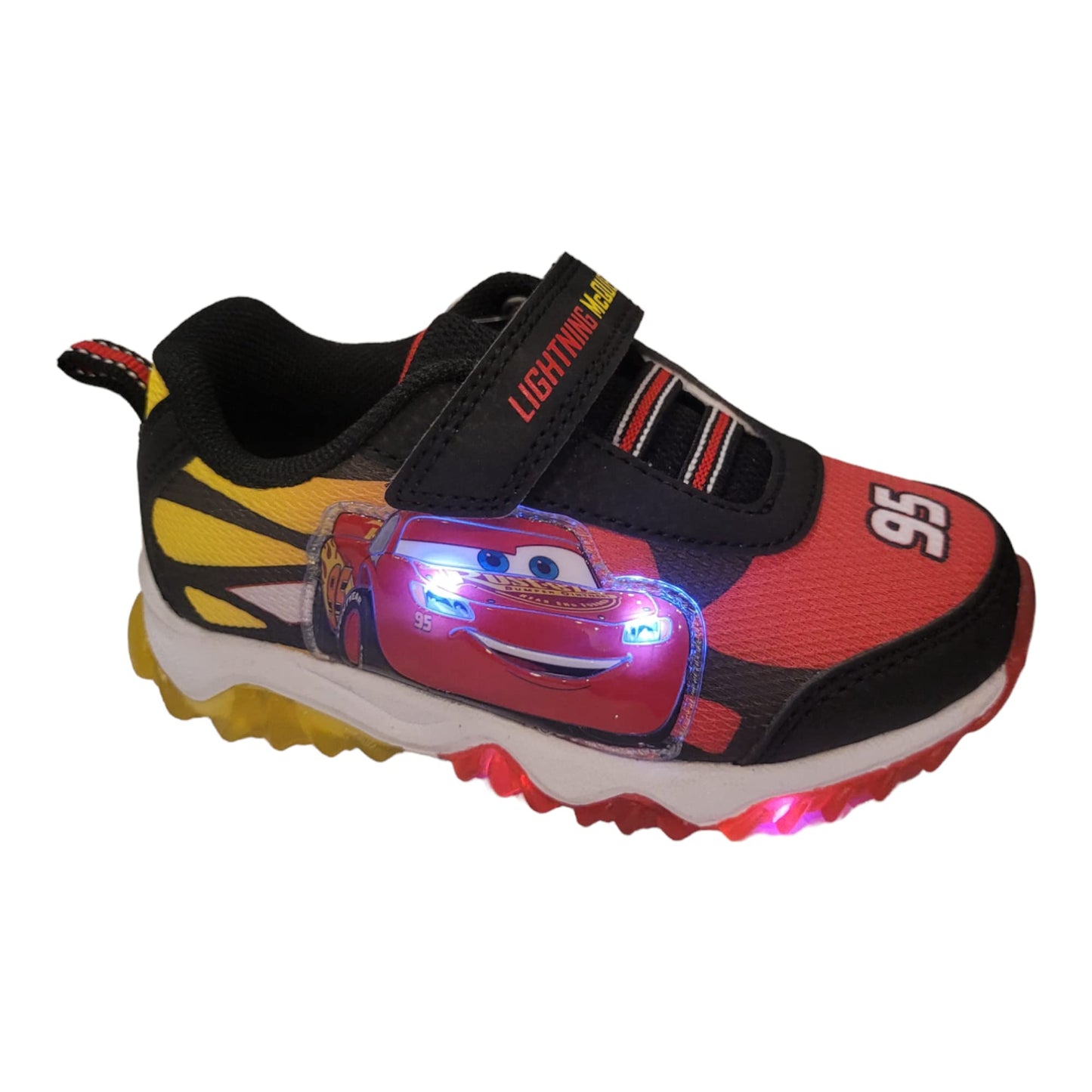 Disney Pixar Cars Lighted Athletic Sneaker for Toddlers and Kids Black/Red