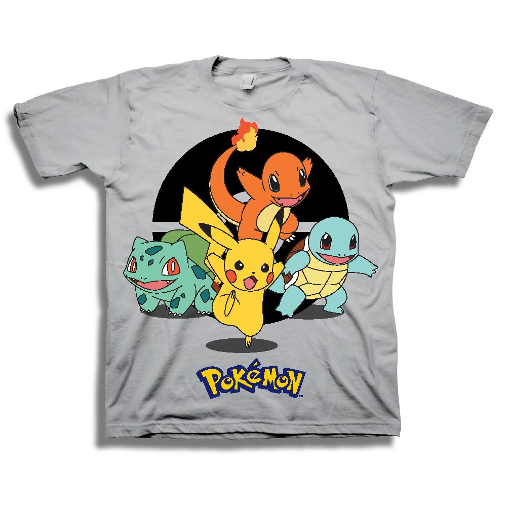 Pokemon Boys' Group Youth Short-Sleeved Tee Tearaway Label
