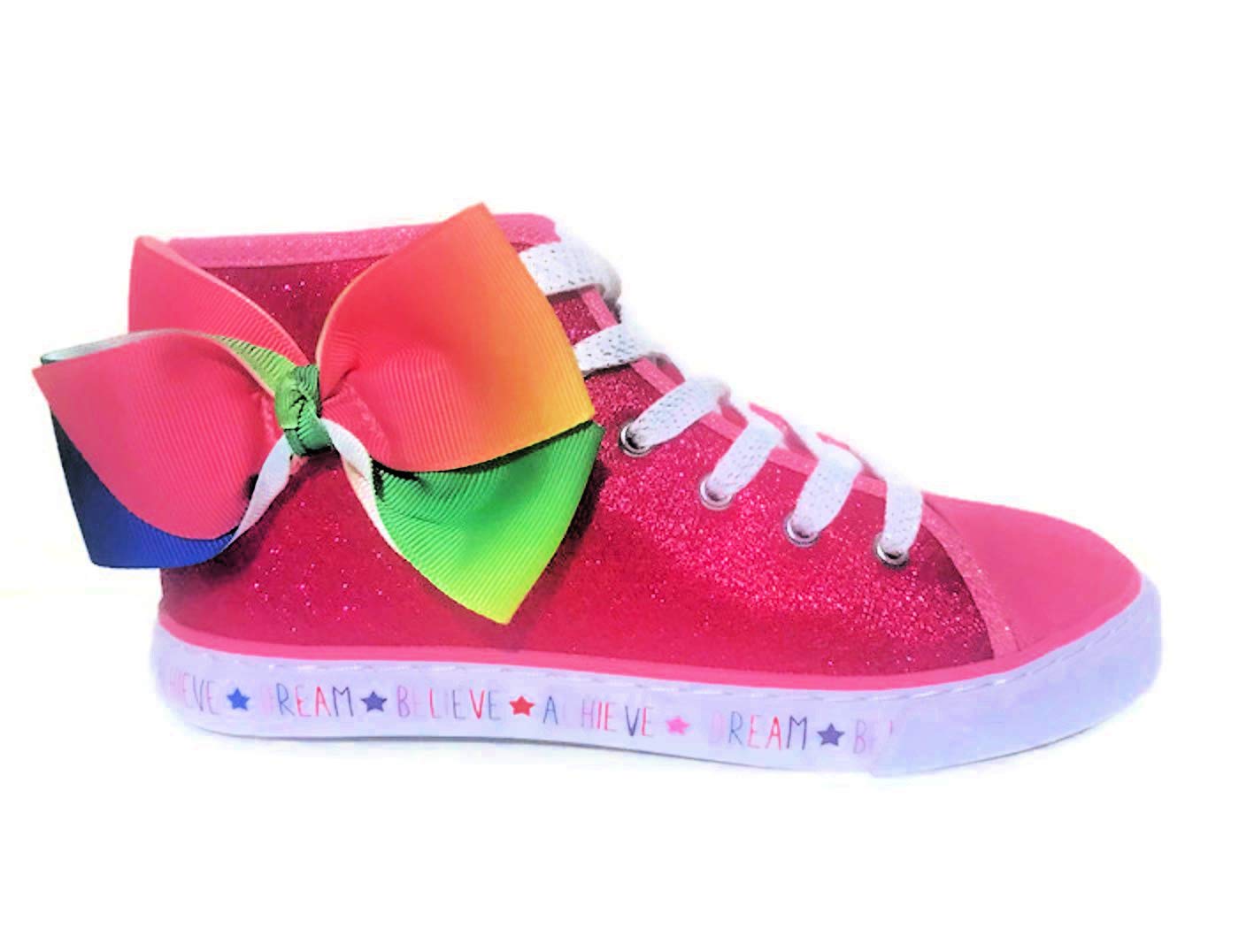 JoJo Siwa Girls Pink/Rainbow Hi Top Sneaker (Little Kid/Big Kid, Size 13)