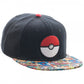 Pokemon- Pokeball Sublimated Snapback Hat Size ONE Size Black