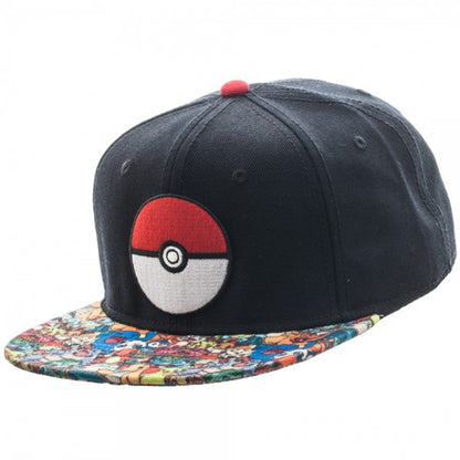 Pokemon- Pokeball Sublimated Snapback Hat Size ONE Size Black