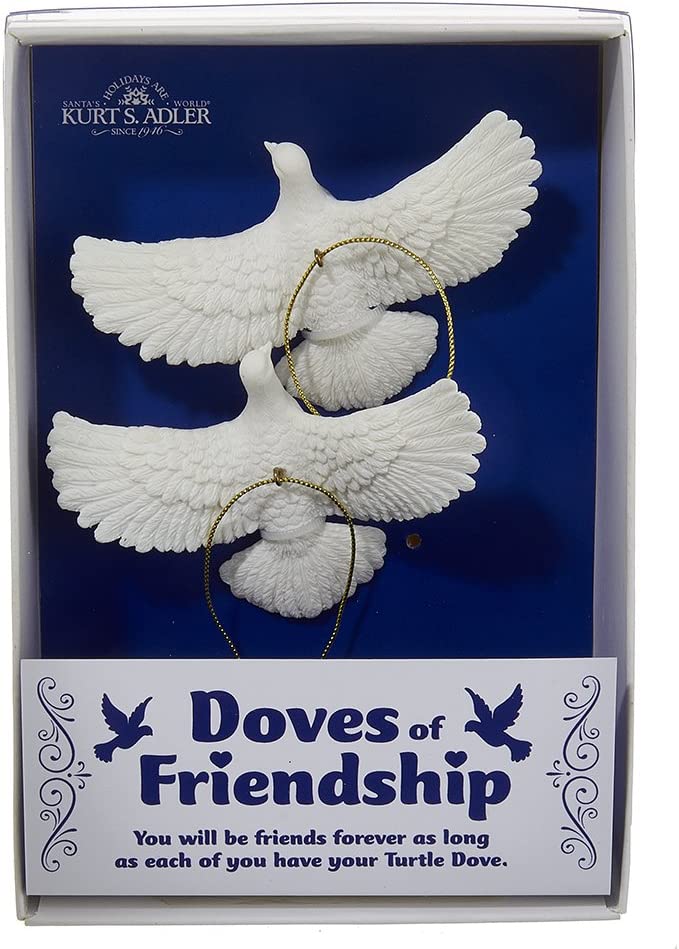 Kurt Adler 4.5" Resin Friendship Dove Ornament Set of 2