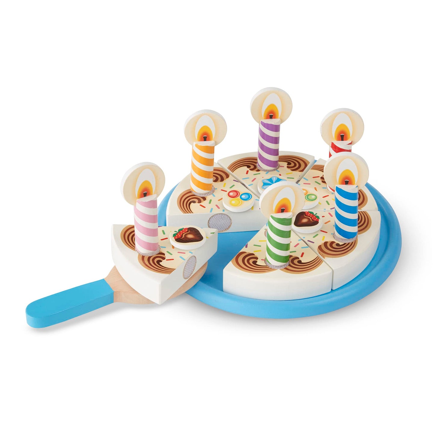 Melissa & Doug Birthday Party Cake - Wooden Play Food With Mix-n-Match Toppings and 7 Candles