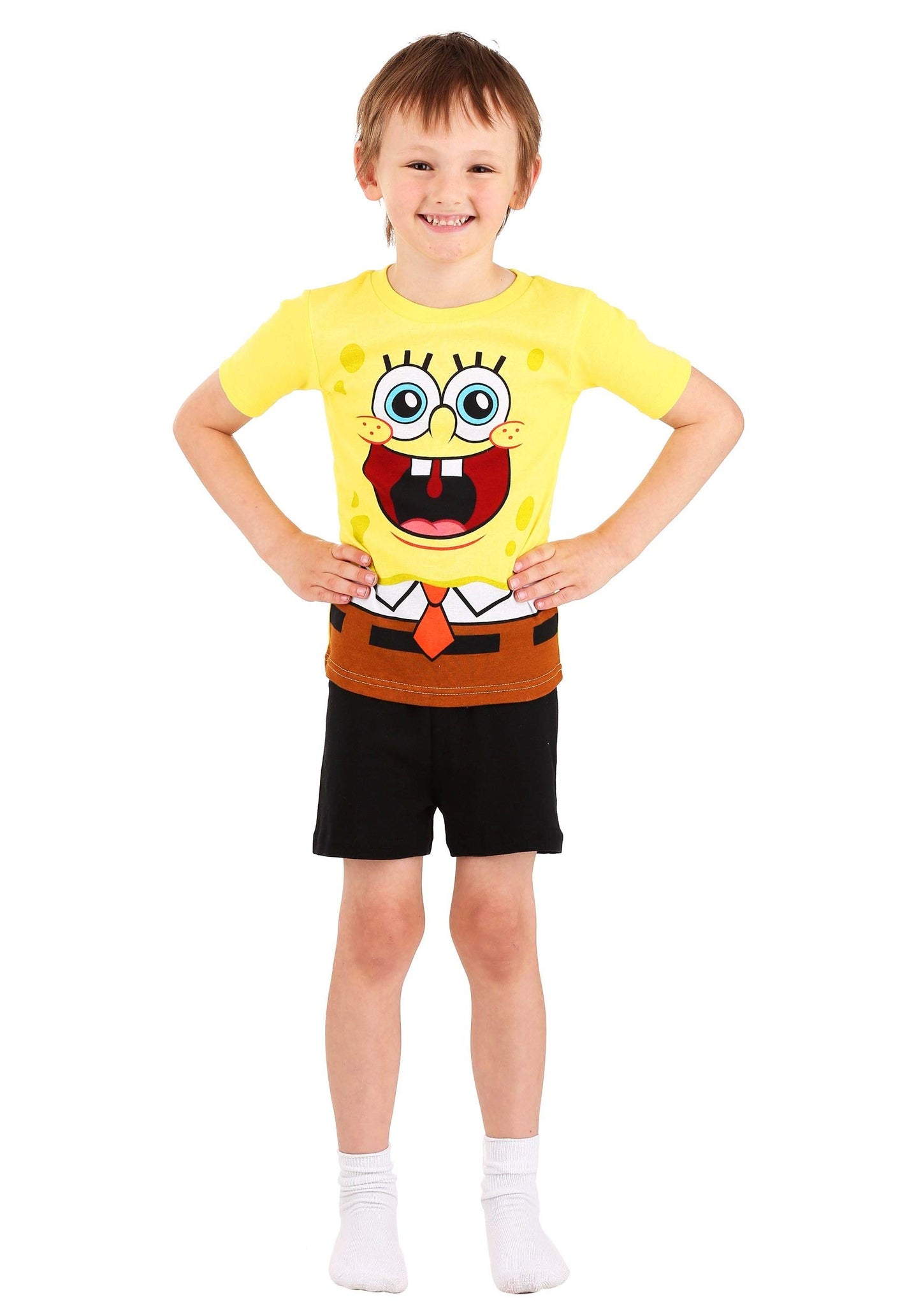 Boy's Spongebob 4 Piece Sleep Set Size 10 Yellow