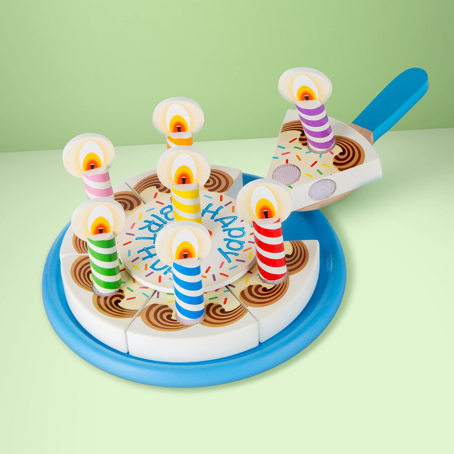 Melissa & Doug Birthday Party Cake - Wooden Play Food With Mix-n-Match Toppings and 7 Candles