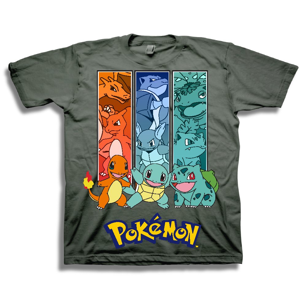 Pokemon Older Boys Short Sleeve Shirt, M Heather Grey