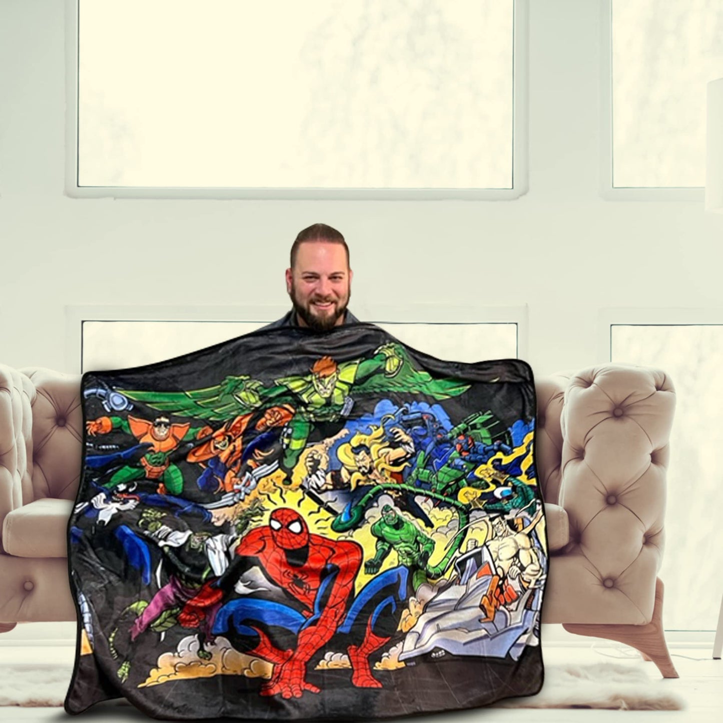 Marvel Spider-Man and Villains Legends Fleece Softest Comfy Throw Blanket for Adults & Kids| Measures 60 x 50 Inches