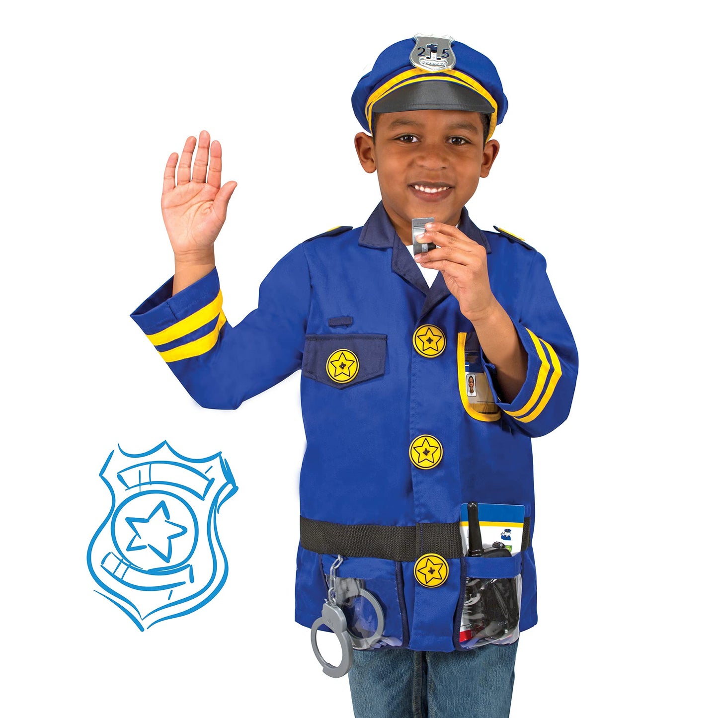 Melissa & Doug Police Officer Role Play Costume Dress-Up Set (8 pcs)