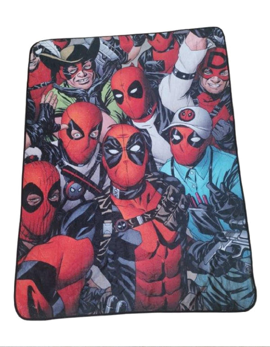 Marvel Deadpool Faces Fleece Fleece Softest Throw Blanket| Measures 60 x 45 Inches