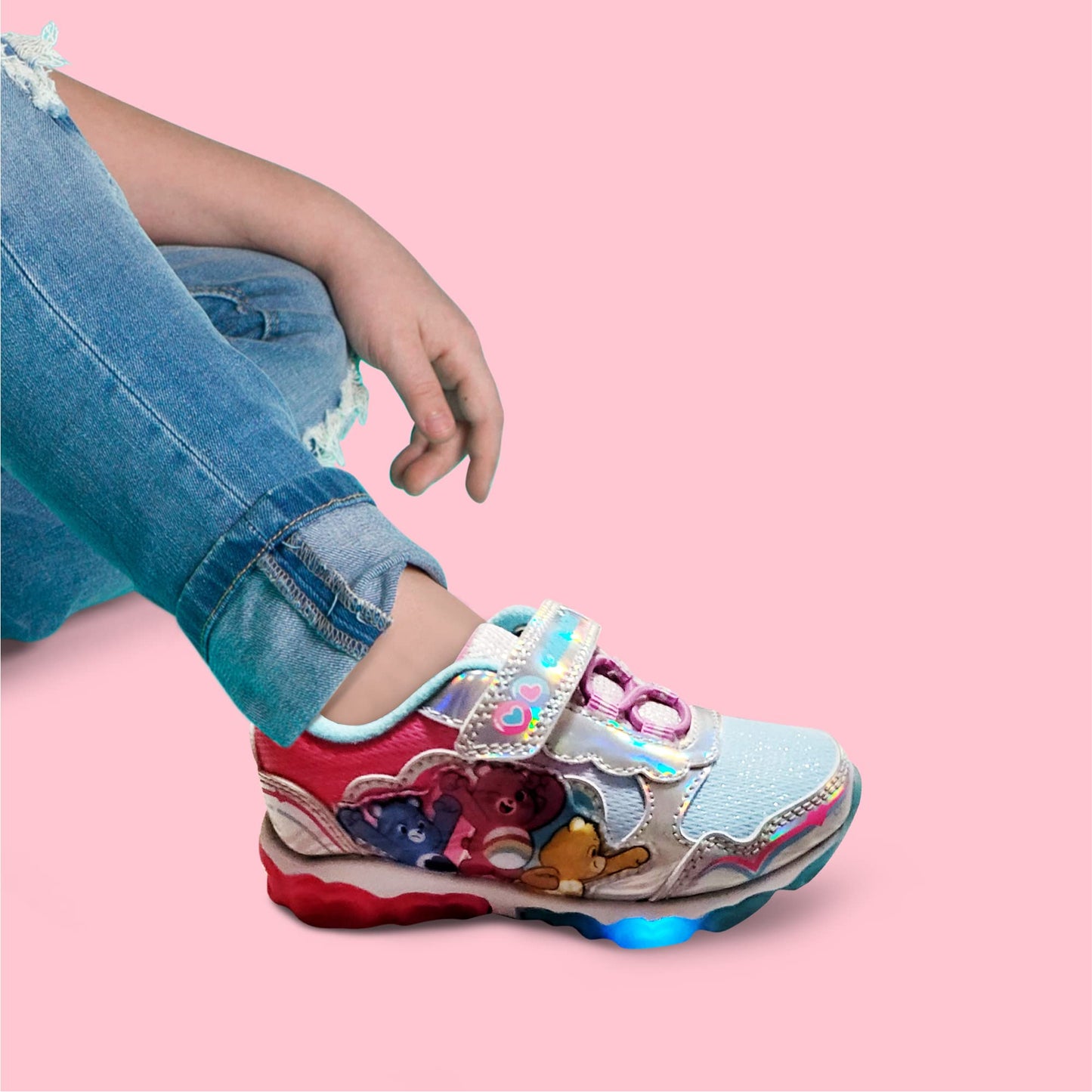 Care Bears Pink/Blue Girl's Lighted Athletic Sneaker (Toddler/Little Kid)