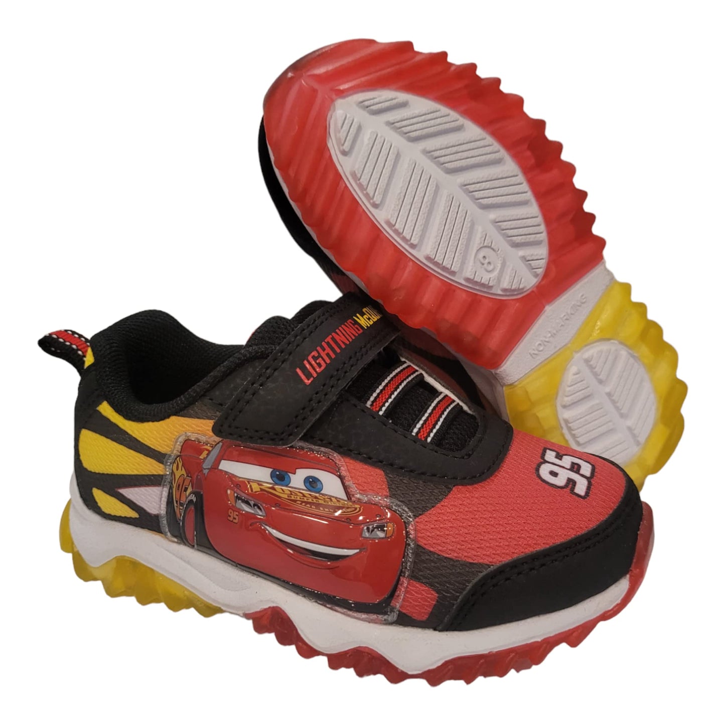 Disney Pixar Cars Lighted Athletic Sneaker for Toddlers and Kids Black/Red