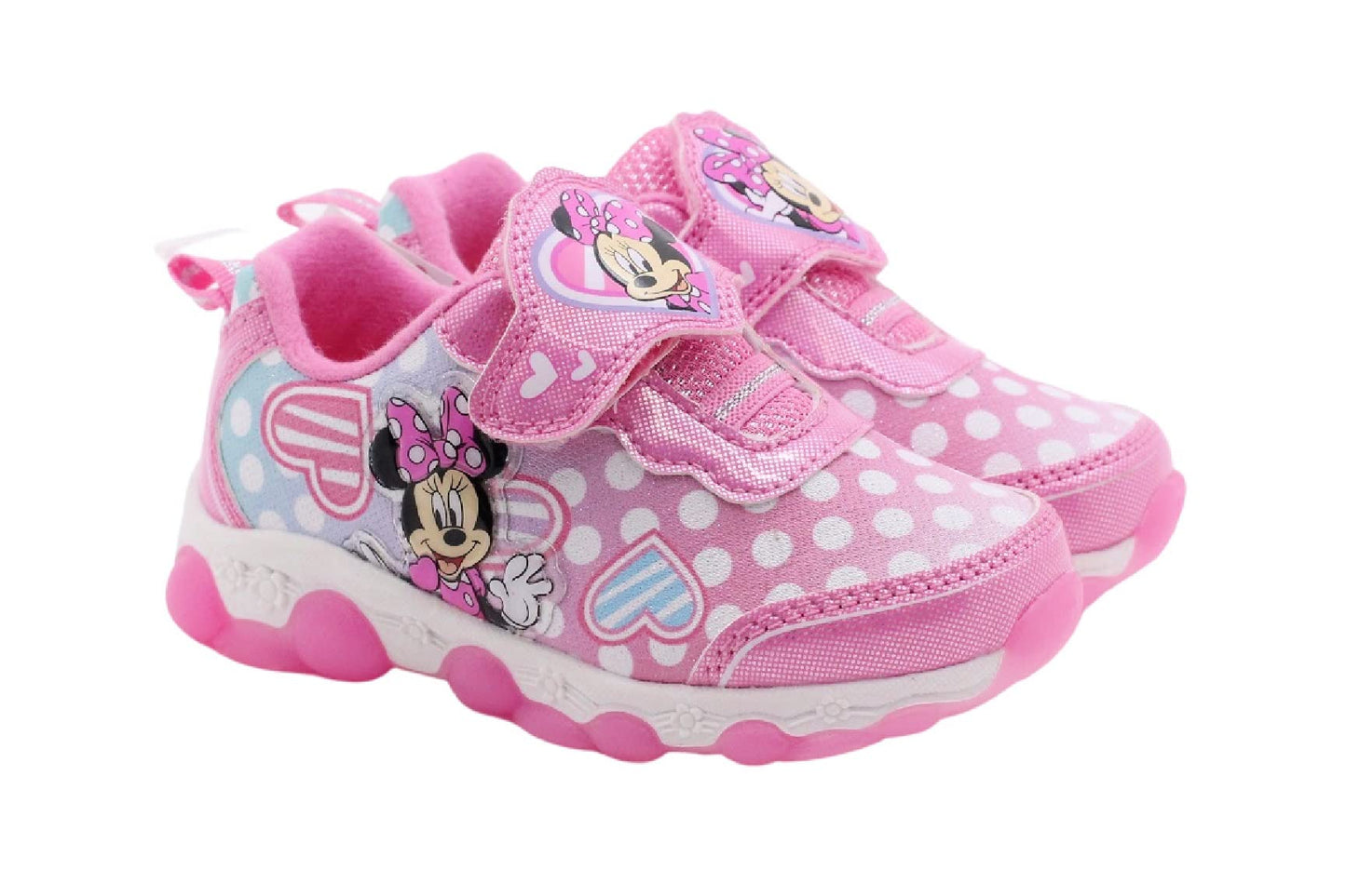 Disney Minnie Mouse Polka Dot Girl's Lighted Athletic Sneaker, Pink (Toddler/Little Kid)