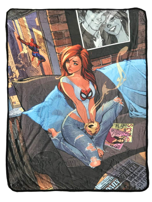 Marvel Spider Man Mary Jane Fleece Soft Throw Blanket| Measures 60 x 45 Inches
