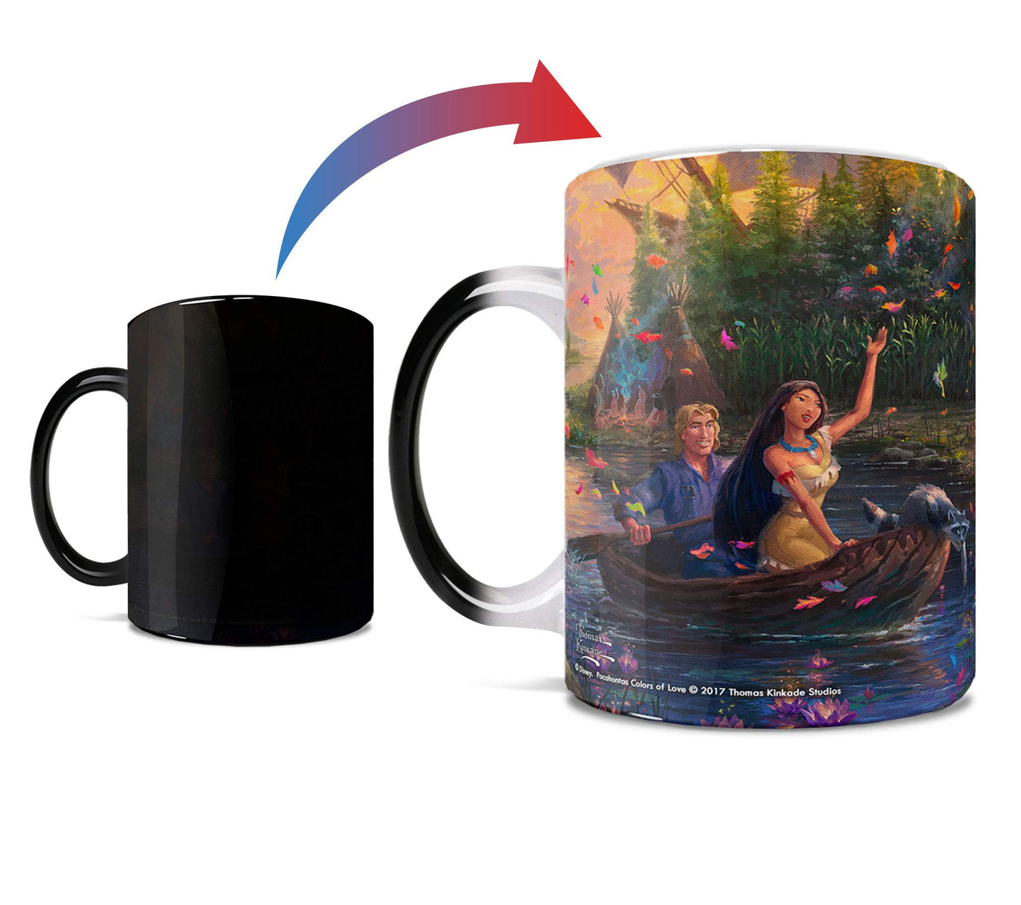 Disney - Pocahontas – Thomas Kinkade - One 11 oz Morphing Mugs Color Changing Heat Sensitive Ceramic Mug – Image Revealed When HOT Liquid Is Added!