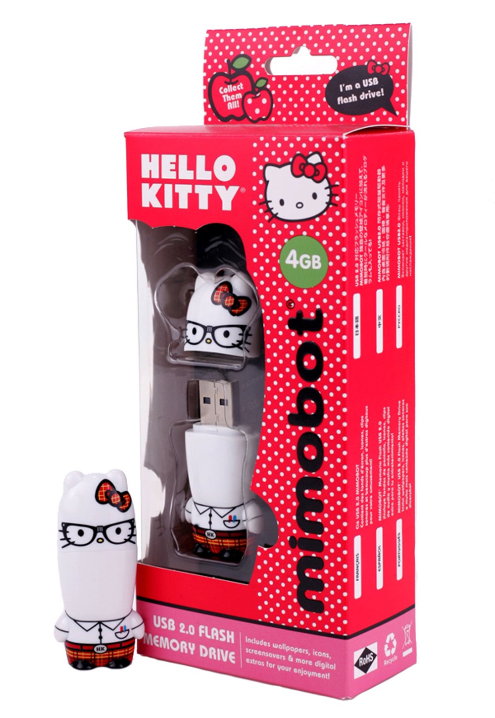 Mimobot X Hello Kitty "Nerd" USB Flash Drive Capacity: 2 GB