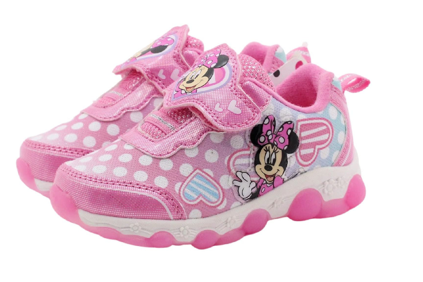 Disney Minnie Mouse Polka Dot Girl's Lighted Athletic Sneaker, Pink (Toddler/Little Kid)