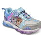 Disney Frozen Girl's Lighted Athletic Sneaker Elsa and Anna Light Up Shoes Children W/Adjustable Strap Lilac/Blue