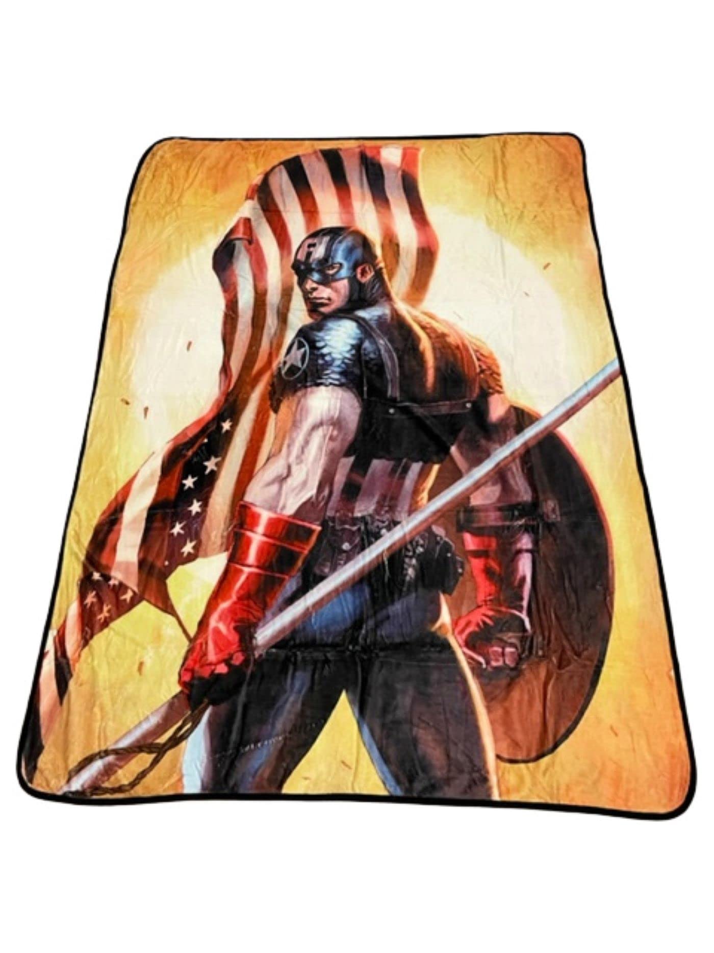 Marvel Captain America Flag Fleece Softest Throw Blanket| Measures 60 x 45 Inches