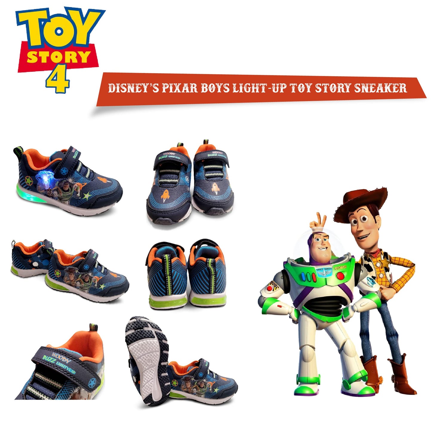 Disney Toy Story Woody & Buzz Lightyear Lightup Sneaker