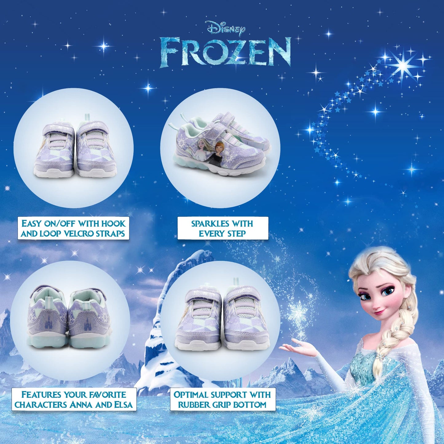 Disney Frozen 2 Girl's Lighted Athletic Sneaker, Lilac (Toddler/Little Kid)