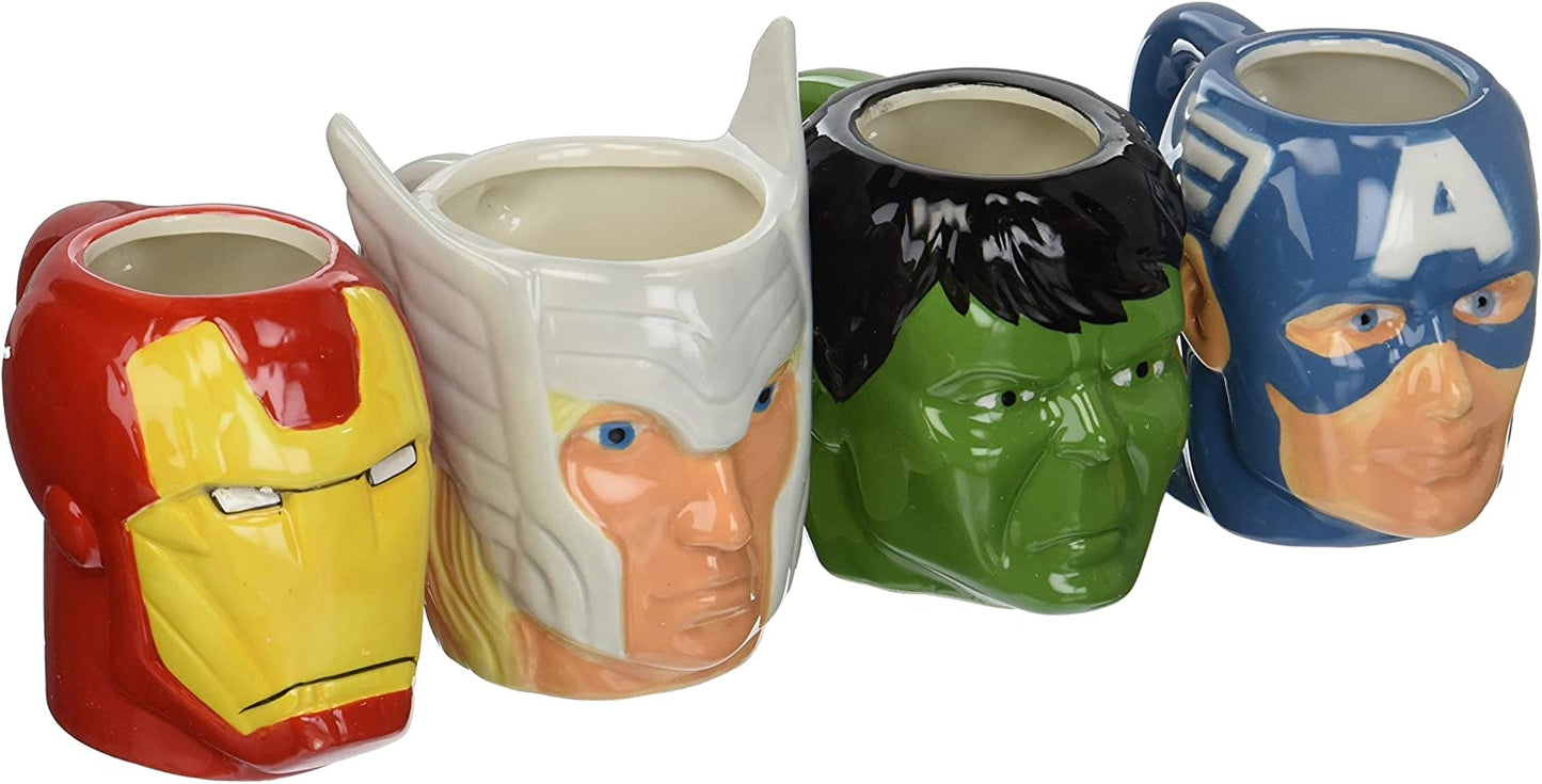 Bazillion Dreams Marvel Avengers 4-Pack Mugs - Superhero-Inspired Glass  Cups Featuring Hulk, Captain America, Iron Man, and More!