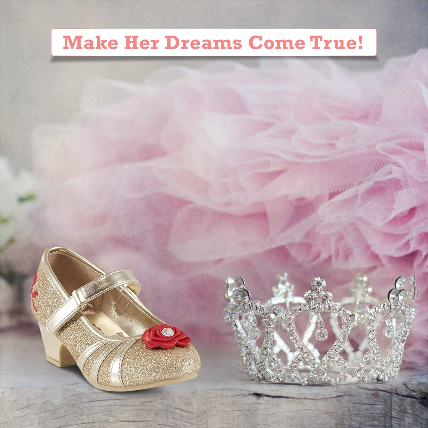 Disney Princess Belle Rose Gold Glitter Dress Shoe (Toddler/Little Kid)