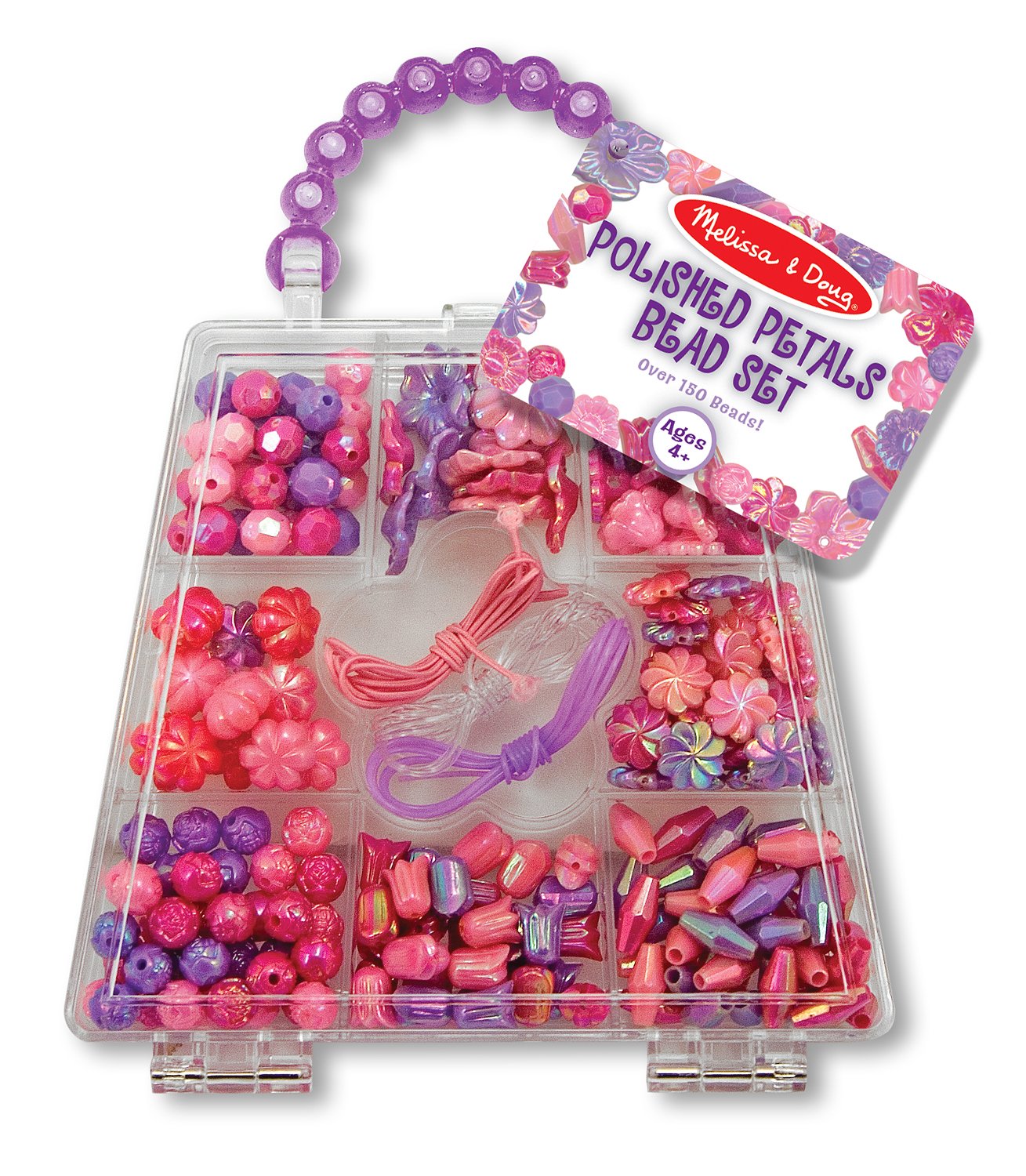 Melissa & Doug Polished Petals Bead Set With 150+ Beads and 3 Cords for Jewelry-Making