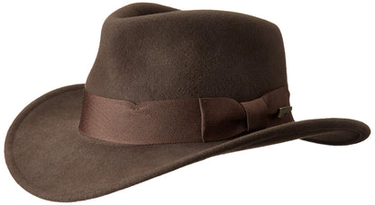 Indiana Jones Men's Crushable Wool Felt Fedora Hat, Brown, Large