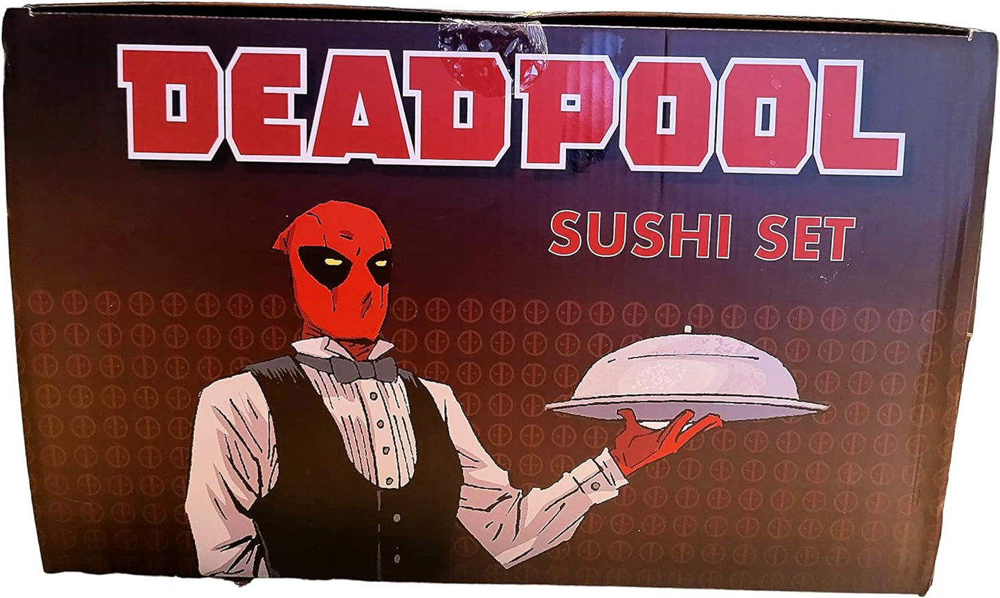 Marvel Deadpool 4 Piece Japanese Sushi Dinnerware Set, Black