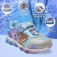 Disney Frozen Girl's Lighted Athletic Sneaker Elsa and Anna Light Up Shoes Children W/Adjustable Strap Lilac/Blue